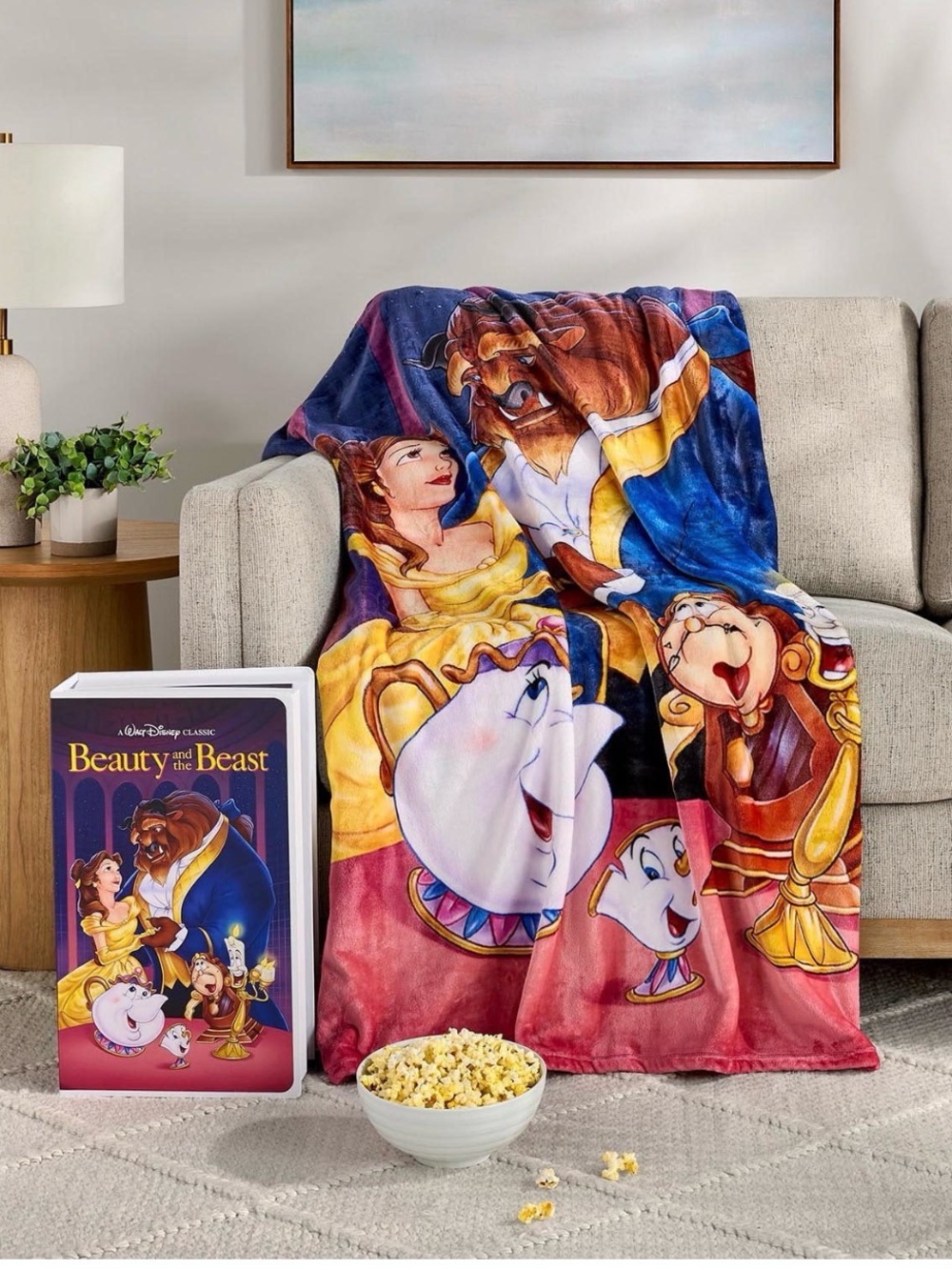 Beauty and the Beast Plush Throw Blanket - Multi